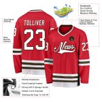 Personalized Red White-Brown Hockey Jersey Team Custom Name and Number