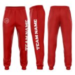 Personalized Red White Fleece Jogger Sweatpants Team Custom Name and Number