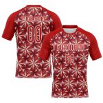 Personalized Red White Geometric Shape Sublimation Volleyball Uniform Jersey