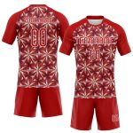 Personalized Red White Geometric Shape Sublimation Volleyball Uniform Jersey