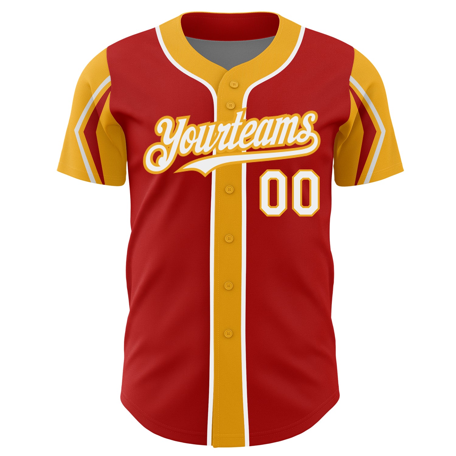 Personalized Red White-Gold 3 Colors Arm Shapes Authentic Baseball Jersey Team Custom Name and Number Personalized Red White-Gold 3 Colors Arm Shapes Authentic Baseball Jersey Team Custom Name and Number - Image 3