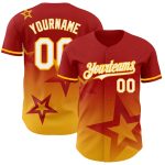 Personalized Red White-Gold 3D Pattern Design Gradient Style Twinkle Star Authentic Baseball Jersey Team Custom Name and Number