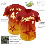 Personalized Red White-Gold 3D Pattern Design Gradient Style Twinkle Star Authentic Baseball Jersey Team Custom Name and Number