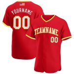 Personalized Red White-Gold Authentic American Flag Fashion Baseball Jersey Team Custom Name and Number