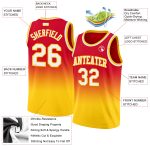 Personalized Red White-Gold Authentic Fade Fashion Basketball Jersey Team Custom Name and Number