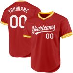 Personalized Red White-Gold Authentic Throwback Baseball Jersey Team Custom Name and Number
