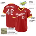 Personalized Red White-Gold Authentic Throwback Baseball Jersey Team Custom Name and Number