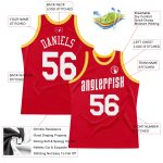 Personalized Red White-Gold Authentic Throwback Basketball Jersey Team Custom Name and Number