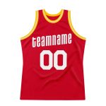 Personalized Red White-Gold Authentic Throwback Basketball Jersey Team Custom Name and Number