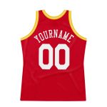 Personalized Red White-Gold Authentic Throwback Basketball Jersey Team Custom Name and Number