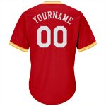 Personalized Red White-Gold Authentic Throwback Rib-Knit Baseball Jersey Shirt
