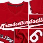 Personalized Red White-Gold Authentic Throwback Rib-Knit Baseball Jersey Shirt
