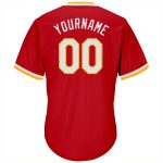 Personalized Red White-Gold Authentic Throwback Rib-Knit Baseball Jersey Shirt Team Custom Name and Number
