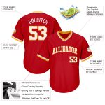 Personalized Red White-Gold Authentic Throwback Rib-Knit Baseball Jersey Shirt Team Custom Name and Number