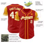 Personalized Red White-Gold Authentic Two Tone Baseball Jersey Team Custom Name and Number