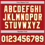 Personalized Red White-Gold Bomber Full-Snap Varsity Letterman Jacket Team Custom Name and Number