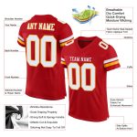 Personalized Red White-Gold Mesh Authentic Football Jersey