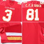 Personalized Red White-Gold Mesh Authentic Football Jersey