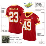 Personalized Red White-Gold Mesh Authentic Throwback Football Jersey