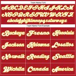 Personalized Red White-Gold Mesh Authentic Throwback Football Jersey Team Custom Name and Number