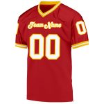 Personalized Red White-Gold Mesh Authentic Throwback Football Jersey Team Custom Name and Number