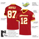 Personalized Red White-Gold Mesh Authentic Throwback Football Jersey Team Custom Name and Number