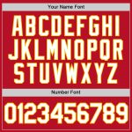 Personalized Red White-Gold Performance T-Shirt Team Custom Name and Number