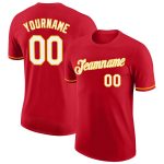 Personalized Red White-Gold Performance T-Shirt Team Custom Name and Number