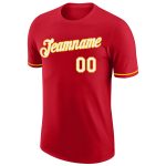 Personalized Red White-Gold Performance T-Shirt Team Custom Name and Number