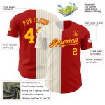 Personalized Red White-Gold Pinstripe Authentic Split Fashion Baseball Jersey Team Custom Name and Number