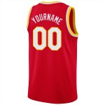 Personalized Red White-Gold Round Neck Rib-Knit Basketball Jersey Team Custom Name and Number
