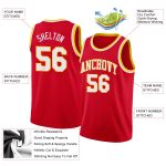 Personalized Red White-Gold Round Neck Rib-Knit Basketball Jersey Team Custom Name and Number