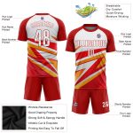 Personalized Red White-Gold Sublimation Soccer Uniform Jersey Team Custom Name and Number
