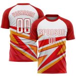 Personalized Red White-Gold Sublimation Soccer Uniform Jersey Team Custom Name and Number