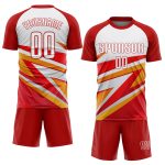Personalized Red White-Gold Sublimation Soccer Uniform Jersey Team Custom Name and Number