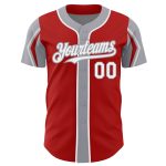 Personalized Red White-Gray 3 Colors Arm Shapes Authentic Baseball Jersey Team Custom Name and Number
