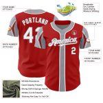 Personalized Red White-Gray 3 Colors Arm Shapes Authentic Baseball Jersey Team Custom Name and Number