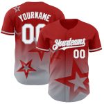 Personalized Red White-Gray 3D Pattern Design Gradient Style Twinkle Star Authentic Baseball Jersey Team Custom Name and Number
