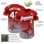 Personalized Red White-Gray 3D Pattern Design Gradient Style Twinkle Star Authentic Baseball Jersey Team Custom Name and Number