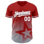 Personalized Red White-Gray 3D Pattern Design Gradient Style Twinkle Star Authentic Baseball Jersey Team Custom Name and Number
