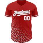 Personalized Red White-Gray 3D Pattern Design Leopard Print Fade Fashion Authentic Baseball Jersey Team Custom Name and Number