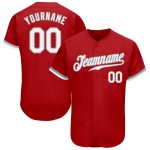Personalized Red White-Gray Authentic Baseball Jersey