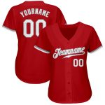 Personalized Red White-Gray Authentic Baseball Jersey