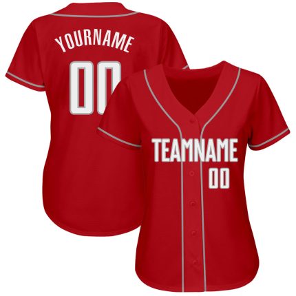 Personalized Red White-Gray Authentic Baseball Jersey Team Custom Name and Number