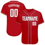 Personalized Red White-Gray Authentic Baseball Jersey Team Custom Name and Number