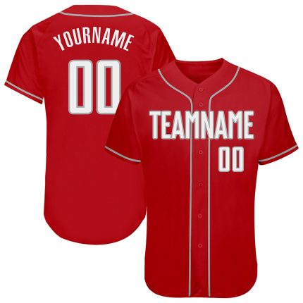 Personalized Red White-Gray Authentic Baseball Jersey Team Custom Name and Number