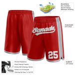 Personalized Red White-Gray Authentic Basketball Shorts Team Custom Name and Number