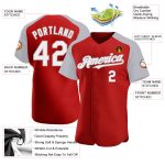 Personalized Red White-Gray Authentic Raglan Sleeves Baseball Jersey Team Custom Name and Number