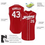 Personalized Red White-Gray Authentic Sleeveless Baseball Jersey Team Custom Name and Number