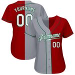 Personalized Red White-Gray Authentic Split Fashion Baseball Jersey Team Custom Name and Number